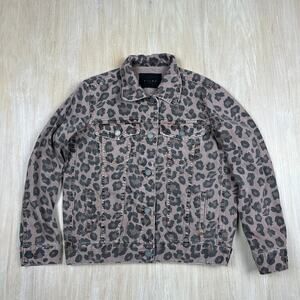Blank NYC Leopard Animal Print Catwalk Bold Y2K Rocker Trucker Denim Jacket XS